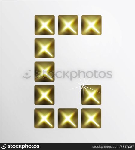 Letter icon, pixel font with metal stud. Abstract creative font.