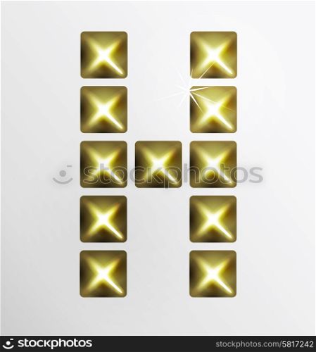 Letter icon, pixel font with metal stud. Abstract creative font.