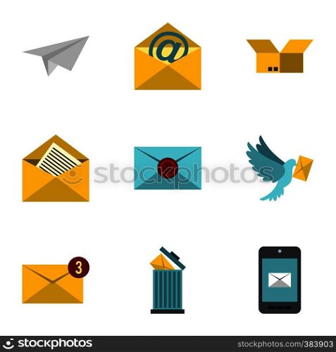 Letter icons set. Flat illustration of 9 letter vector icons for web. Letter icons set, flat style