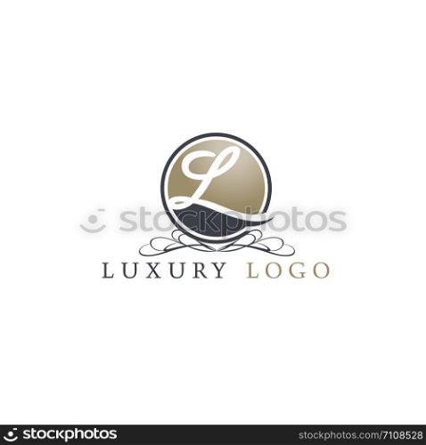 Letter in shield logo design. luxury letter L vector icon. Hotel and boutique logo illustration.