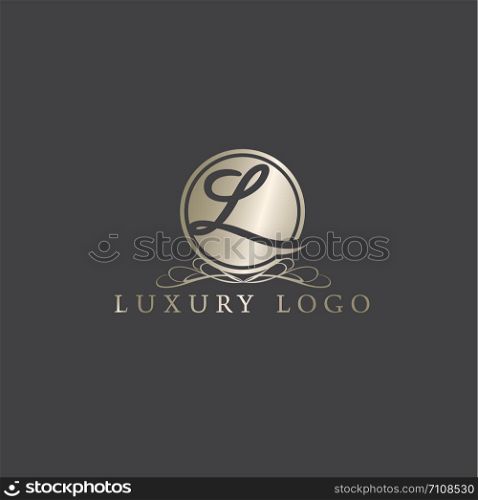 Letter in shield logo design. luxury letter L vector icon. Hotel and boutique logo illustration.