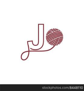 Letter J and skein of yarn icon design illustration vector