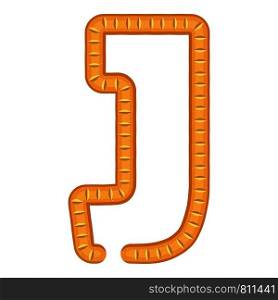 Letter j bread icon. Cartoon illustration of letter j bread vector icon for web. Letter j bread icon, cartoon style