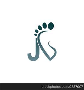 Letter J icon logo combined with footprint icon design template