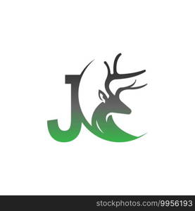 Letter J icon logo with deer illustration design vector