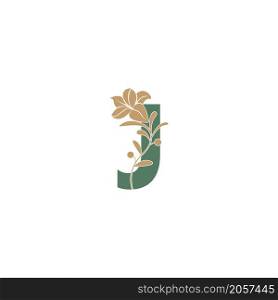 Letter J icon with lily beauty illustration template vector