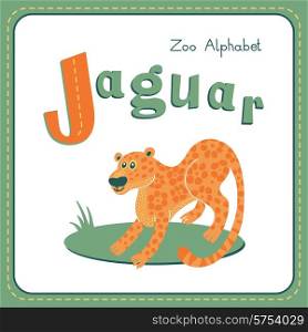Letter J - Jaguar. Alphabet with cute animals. Vector illustration. Other letters from this set are available in my portfolio.
