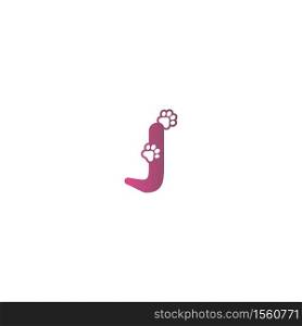 Letter J logo design Dog footprints concept icon illustration