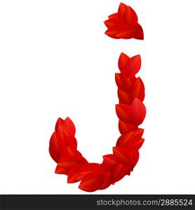 Letter J of red petals alphabet