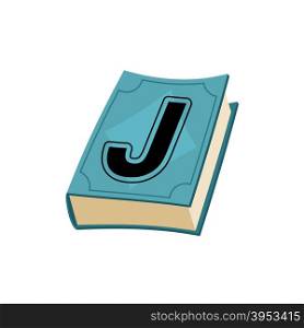 Letter J on cover of retro books. Concept of template elements alphabet&#xA;
