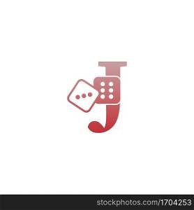 Letter J with dice two icon logo template vector