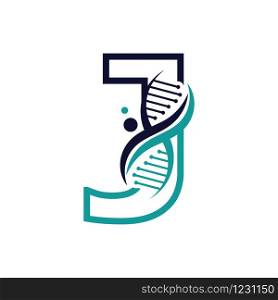 Letter J with DNA logo or symbol Template design vector