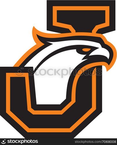 Letter J with eagle head. Great for sports logotypes and team mascots.