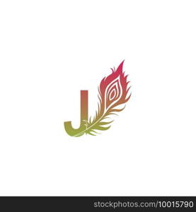 Letter J with feather logo icon design vector illustration