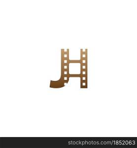 Letter J with film strip icon logo design template illustration