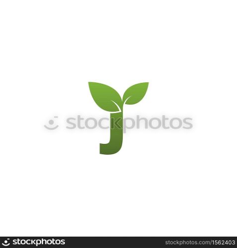 Letter J With green Leaf Symbol Logo Template