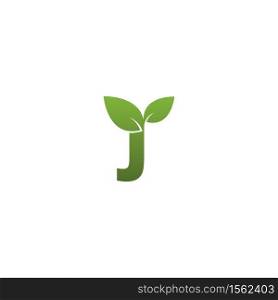 Letter J With green Leaf Symbol Logo Template