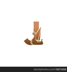 Letter J with logo icon viking sailboat design template illustration