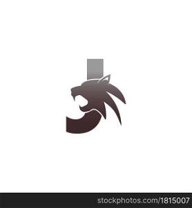 Letter J with panther head icon logo vector template