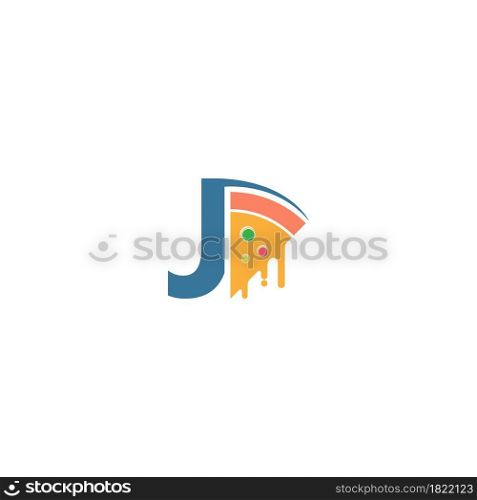 Letter J with pizza icon logo vector template