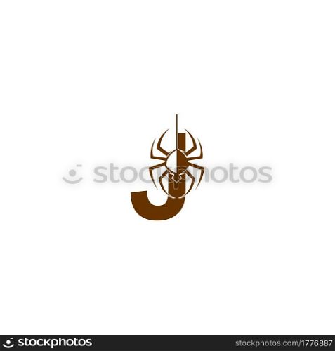 Letter J with spider icon logo design template vector