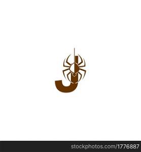 Letter J with spider icon logo design template vector