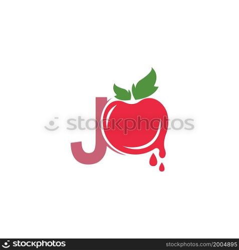 Letter J with tomato icon logo design template illustration vector
