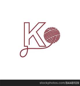 Letter K and skein of yarn icon design illustration vector
