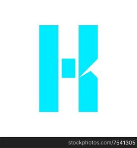 letter K cut out from white paper, vector illustration, flat style.. letter K cut out from white paper