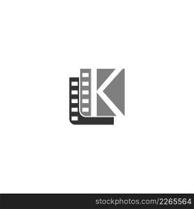 Letter K icon in film strip illustration template vector