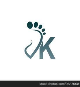 Letter K icon logo combined with footprint icon design template