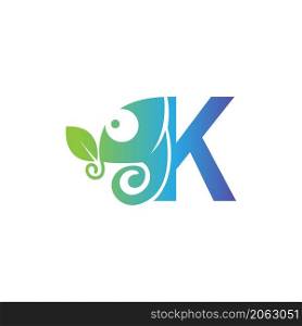 Letter K icon with chameleon logo design template vector