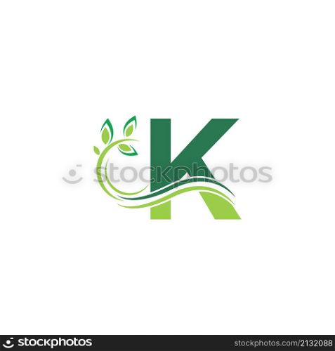 Letter K Icon with floral logo design template illustration vector