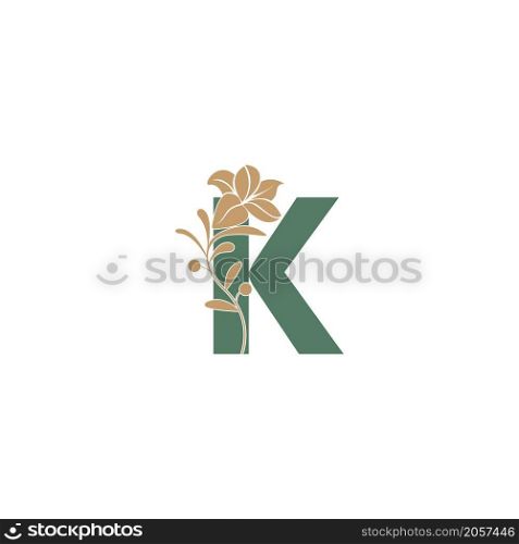 Letter K icon with lily beauty illustration template vector