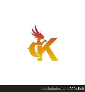 Letter K icon with phoenix logo design template illustration