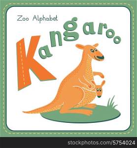 Letter K - Kangaroo. Alphabet with cute animals. Vector illustration. Other letters from this set are available in my portfolio.