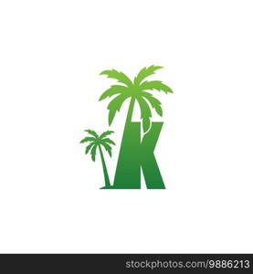 Letter K logo and  coconut tree icon design vector illustration