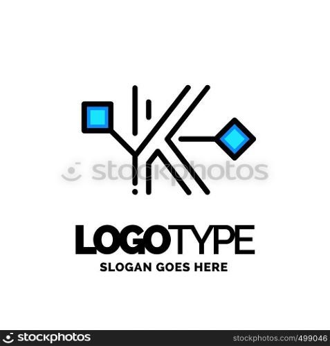 Letter K logo, Business corporate logo design vector. Blue and White Logo over Gray background. digital letter icon template for technology. Square shape, Colorful, Technology and digital abstract dot connection. Blue and Black Color logo design 100% Editable Template.