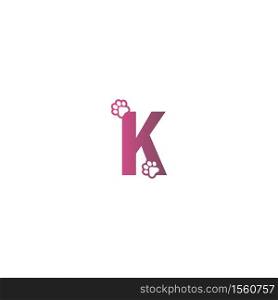 Letter K logo design Dog footprints concept icon illustration