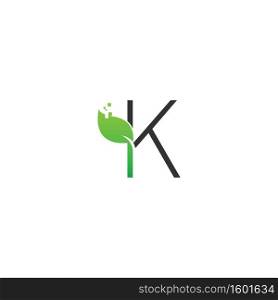 Letter K logo leaf digital icon design concept vector