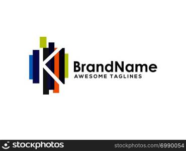 letter k logo with colorful paint stripes, Letter k logo colorful strips design template elements. Logo initial letter k Business corporate