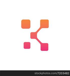 Letter K Pixel digitec Icon Creative design Modern template