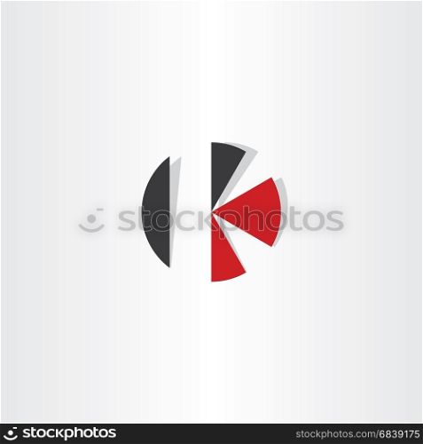 letter k red black circle icon logo