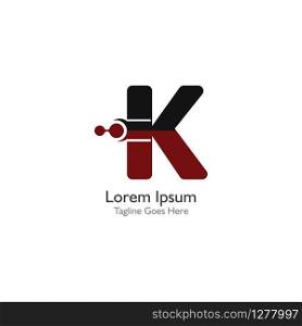 Letter K with Antom Creative logo or symbol template design