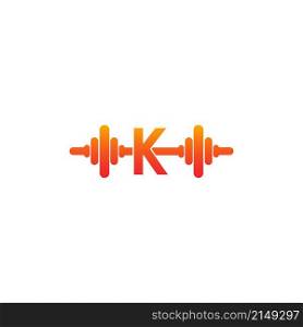 Letter K with barbell icon fitness design template illustration vector