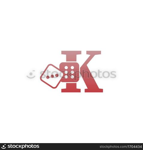 Letter K with dice two icon logo template vector