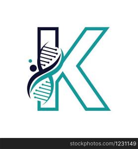 Letter K with DNA logo or symbol Template design vector
