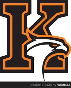 Letter K with eagle head. Great for sports logotypes and team mascots.