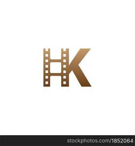 Letter K with film strip icon logo design template illustration