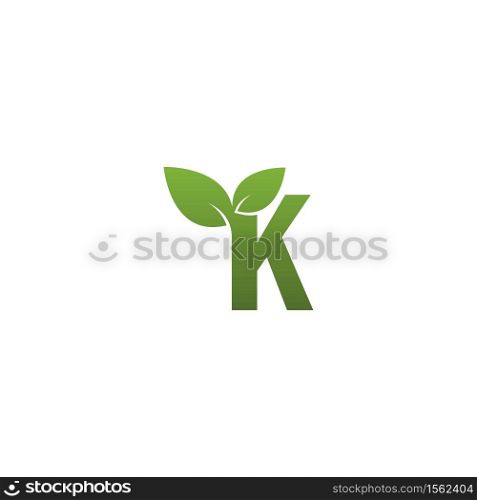Letter K With green Leaf Symbol Logo Template